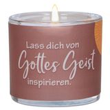 Butzon & Bercker Lichtmomente Mumluk "Lass Dich von Gottes Geist inspirieren` - Kiliseye kabul veya bir lütuf olarak hediye – Tealight mumluk, ağızla üflenmiş, tealight mum ve hediye paketi dahil