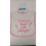 Buude My Baby Kumsal Su Geçirmez Abim Beni Çok Seviyor Baskılı Bebek Mama Önlüğü - 0 - 12 Ay - Pembe