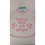 Buude My Baby Kumsal Su Geçirmez Babam Beni Çok Seviyor Baskılı Bebek Mama Önlüğü - 0 - 12 Ay - Pembe