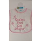 Buude My Baby Kumsal Su Geçirmez Dedem Beni Çok Seviyor Baskılı Bebek Mama Önlüğü - 0 - 12 Ay - Pembe