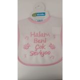 Buude My Baby Kumsal Su Geçirmez Halam Beni Çok Seviyor Baskılı Bebek Mama Önlüğü - 0 - 12 Ay - Pembe