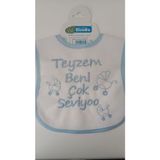 Buude My Baby Kumsal Su Geçirmez Teyzem Beni Çok Seviyor Baskılı Bebek Mama Önlüğü - 0 - 12 Ay - Mavi