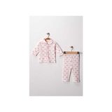 Buufuu Bebek Yenidogan Pamuklu Oyali Pijama Takımı Hediyelik Unisex Çocuk Kız Erkek - Pembe