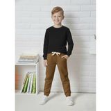 BUUFUU Beli Lastikli Çift Cepli Düz Çocuk Unisex Eşofman Altı Kahverengi 5-6 Yaş