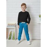 BUUFUU Beli Lastikli Çift Cepli Düz Çocuk Unisex Eşofman Altı mavi 9-10 Yaş