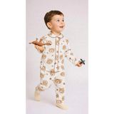 Buufuu Kız Bebek Çocuk Pamuklu Oyali Pijama Takımı Hediyelik - 0 - 6 Ay - Acı Kahve - Bej