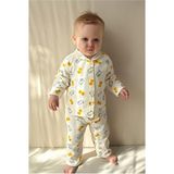 Buufuu Pamuklu Oyali Pijama Takımı Unisex Bebek Yenidogan Hediyelik Kız Erkek Desenli - Beyaz - 0 - 6 Ay