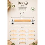 BuuQ Design 10 Adet Ahşap Mandallı Etek Pantolon Askı Premium 1.Kalite Klipsli Ahşap Askı