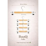 BuuQ Design 5 Adet Ahşap Mandallı Etek Pantolon Askı Premium 1.Kalite Klipsli Ahşap Askı