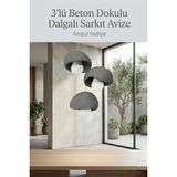 Buyolog 3'lü Beton Dokulu Dalgalı Sarkık Avize 30X22 cm | Toz Tutmaz Pla Malzeme (Ampul Hediyelidir) - Gri