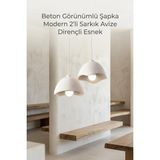 Buyolog Beton Görünümlü Şapka Formlu Modern 2'li Sarkık Avize cm Dirençli Esnek - Beyaz