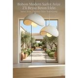 Buyolog Bohem Modern Sarkık Avize 2’li Beyaz Beton Efekt 30X22 Pla – Salon Avize, Oturma Odası Aydınlatma, E27 Ampul Hediyeli