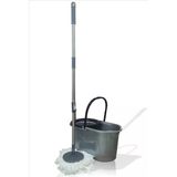 Büyük 19 Lt. Mikrofiber Döner Başlıklı Otomatik Kendinden Sıkmalı Yassı Tekerlekli Mop Mob Temizlik Seti Paspas Takımı Uzun Döner Hareketli Başlıklı Saplı
