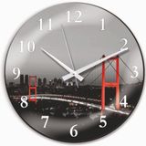 Büyük 30 Cm Bombe Camlı Sessiz Kayar Saniyeli Gece Çekim Boğaz Köprüsü Duvar Saati