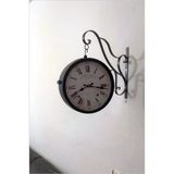 Büyük 45Cm Sessiz Yuvarlak Çelik Çift Taraflı Caml Dikey Duran İki Yönlü İstasyon Saat Station Clock