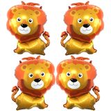 Büyük 90,8 cm Bel Balonları Folyo Helyum Aslan Şekilli Hayvan Parti Balonları Karikatür Hayvan Loin Orman Balonları Orman Safari Temalı Fon Çocuklar Doğum Günü Partisi Süslemeleri (4'lü Paket)