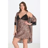 Büyük Beden 2li Leopar Sabahlık Takımı Bigsize 6203