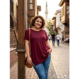 Büyük Beden Alt Püsküllü Bordo Tunik