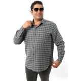 Büyük Beden Antrasit-Gri Ekose Yünlü Flanel Erkek Gömlek (BTL-7106-TSS) - 5XL - Antrasit - Gri