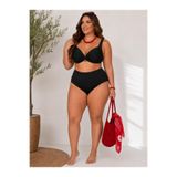 Büyük Beden Balenli Ayarlanabilir Askılı Dekolte Detaylı Kadın Bikini Takım Siyah 48
