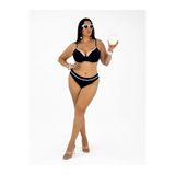 Büyük Beden Balenli Klasik Kesim Sabit Petli Toparlayıcı Yüksek Bel Kadın Bikini Takım Siyah 48