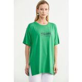 Buyuk Beden Baskili Bluz - Yesil