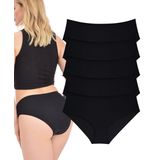 Büyük Beden, Battal Külot 5'li Paket, Yumuşak Pamuklu Kumaş, Esnek%100 Rahat Külot, Siyah, 6XL