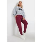 Büyük Beden Beli ve Paçası Lastikli Dar Paça Cepli Jogger Eşofman Altı 303568 - 46 - Bordo