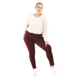 Büyük Beden Bordo Fitilli Kadife Tayt, Bordo, XL