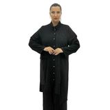 Büyük Beden Çizgili Düğmeli Tunik Gömlek Pantolon Oversize Kadın Takım