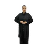 Büyük Beden Çizgili Düğmeli Tunik Gömlek Pantolon Oversize Kadın Takım