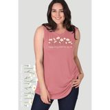 Büyük Beden Daisies Baskılı Kolsuz Viskon Basic Bluz, Pudra, 46-48