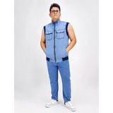 Büyük Beden Denim Dik Yaka Fermuarlı Cepli Bomber Erkek Yelek