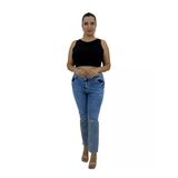 Büyük Beden Denim Toparlayıcı Yırtık Yıpratma Detaylı Taş İşlemeli Dar Paça Kadın Pantolon
