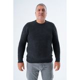 Büyük Beden Erkek Antrasit Selanik Örgü Bisiklet Yaka Triko Yün Kazak TRIST-2116 - 6XL