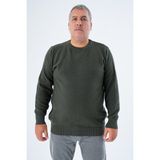 Büyük Beden Erkek Haki Bisiklet Yaka Pirinç Örgü Pamuk Triko Kazak TRIST-2112 - 4XL
