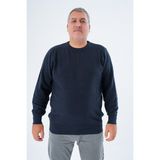 Büyük Beden Erkek Lacivert Bisiklet Yaka Pirinç Örgü Pamuk Triko Kazak TRIST-2112 - 6XL