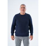 Büyük Beden Erkek Lacivert Selanik Örgü Bisiklet Yaka Triko Yün Kazak TRIST-2116 - 5XL
