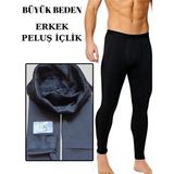 Büyük Beden Erkek Peluş Içlik Termal Içlik Termal Tayt Yünlü Tayt Kışlık - 01-Siyah - 4XL