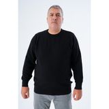 Büyük Beden Erkek Siyah Bisiklet Yaka Pirinç Örgü Pamuk Triko Kazak TRIST-2112 - 3XL