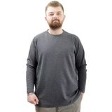 Büyük Beden Erkek Sweatshirt Bisiklet Yaka Uzun Kol Waffle 23460 Antrasit
