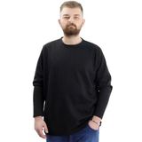 Büyük Beden Erkek Sweatshirt Bisiklet Yaka Uzun Kol Waffle 23460 Siyah