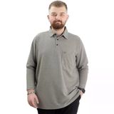 Büyük Beden Erkek Sweatshirt Polo Yaka Uzun Kol Waffle 23449 Haki