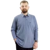 Büyük Beden Erkek Sweatshirt Polo Yaka Uzun Kol Waffle 23449 İndigo