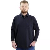 Büyük Beden Erkek Sweatshirt Polo Yaka Uzun Kol Waffle 23449 Lacivert