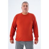 Büyük Beden Erkek Taba Bisiklet Yaka Pirinç Örgü Pamuk Triko Kazak TRIST-2112 - 5XL