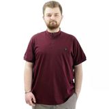 Büyük Beden Erkek Tişört Düğmeli Hakim Yaka T-Shirt 24339 Mürdüm