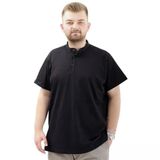 Büyük Beden Erkek Tişört Düğmeli Hakim Yaka T-Shirt 24339 Siyah