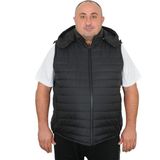 Büyük Beden Erkek Yelek Çıkarılabilir Kapşun Siyah - 4XL