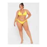 Büyük Beden Geniş Üçgen İpli Boyundan Bağlamalı Kruvaze Kadın Bikini Takım Sarı 42